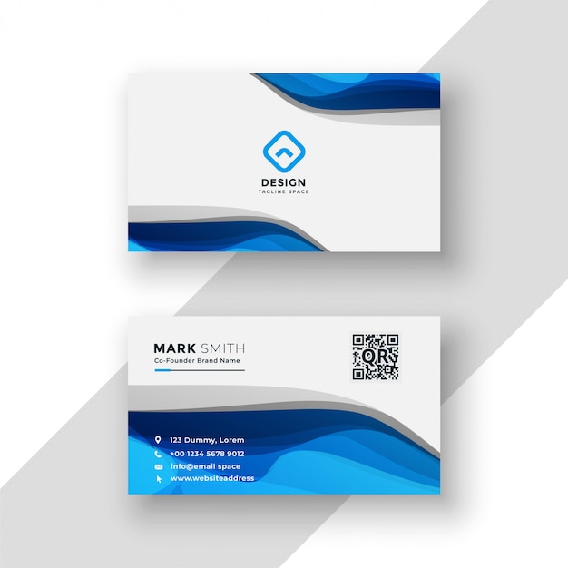 Blue abstract business card modern template
