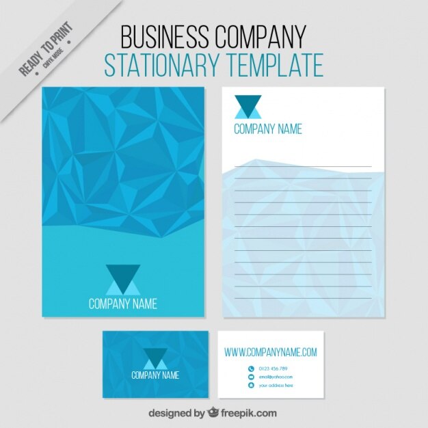 Free Vector blue abstract business stationery template 