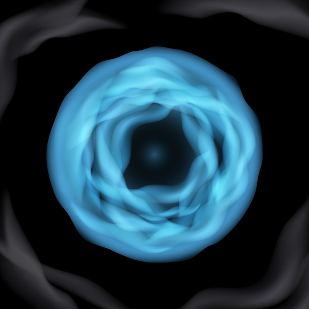 Синий абстрактный шар на черном фоне