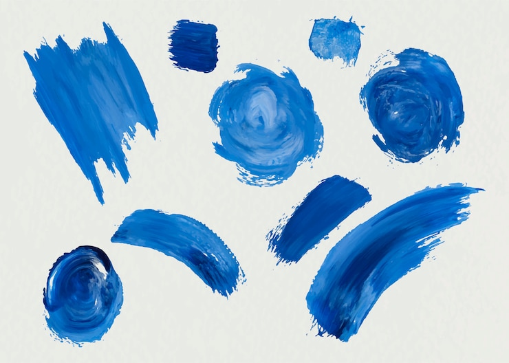 Free Vector blue acrylic paint brush strokes