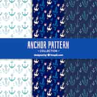 Free vector blue anchor pattern collection