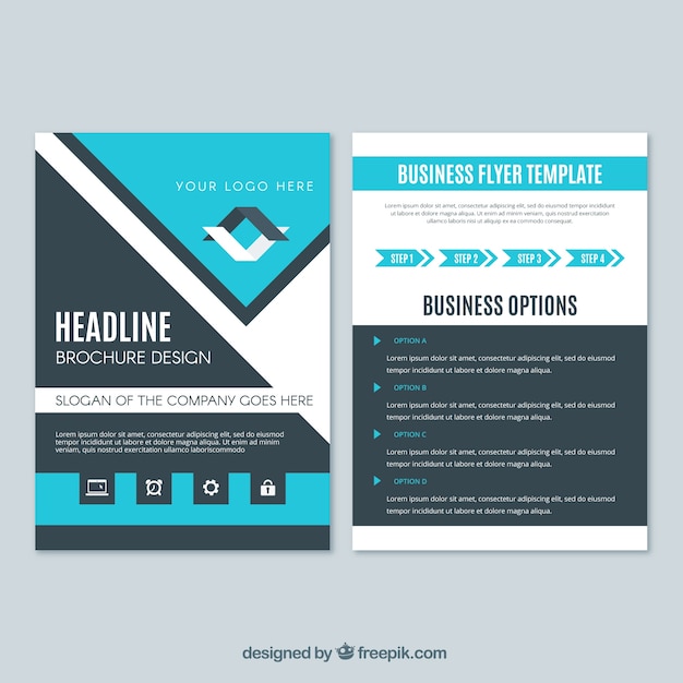 無料ベクター 青と黒のビジネスチラシのテンプレート
