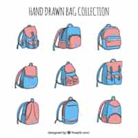Бесплатное векторное изображение Синий и розовый коллекция рюкзаков