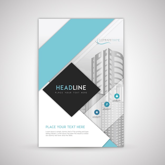 Бесплатное векторное изображение Синяя и белая бизнес-брошюра