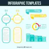 무료 벡터 파란색과 노란색 infographic 템플릿