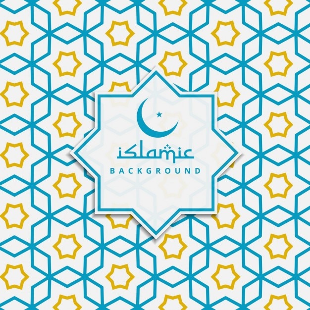 無料ベクター 青と​​黄色の色のイスラムパターン背景
