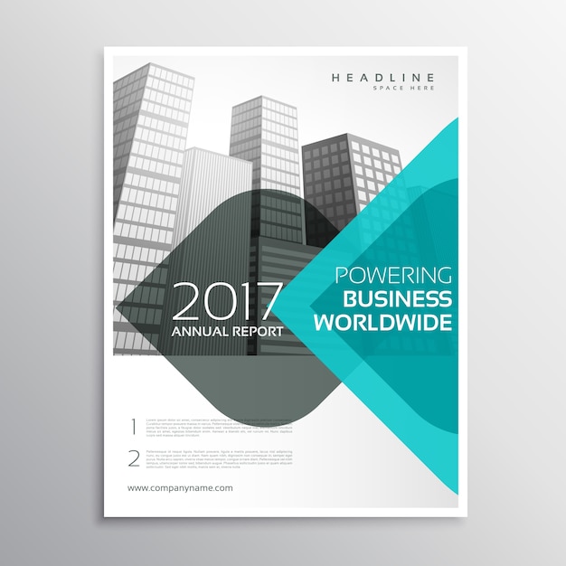 Free vector blue annual report business brochure with curvy shapes