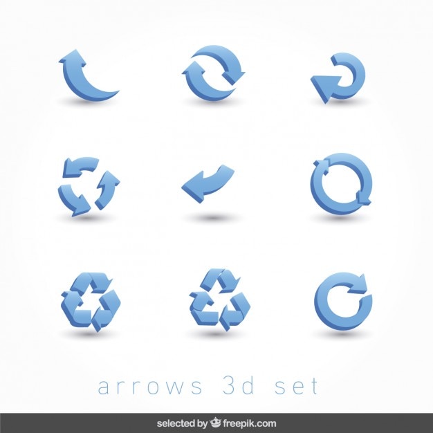 Blue arrows 3d set