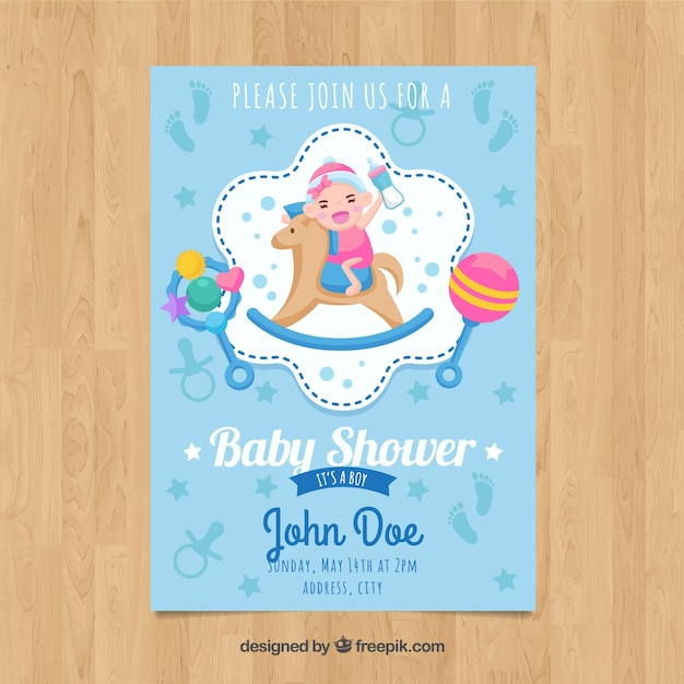 Blue baby shower card template