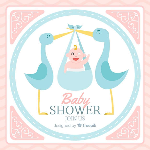 Free vector blue baby shower template for boy