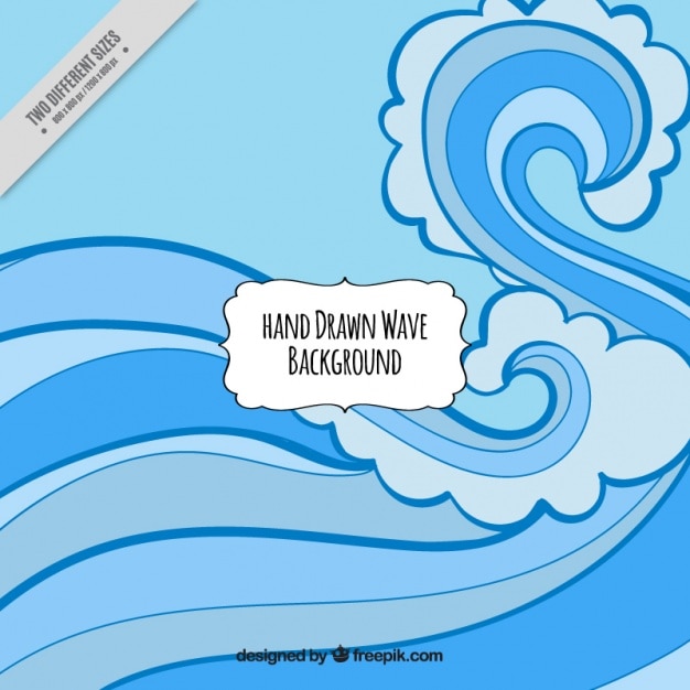 Free vector blue background of hand-drawn waves