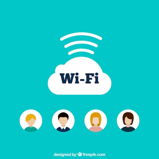 Free vector blue background of wifi in flat design