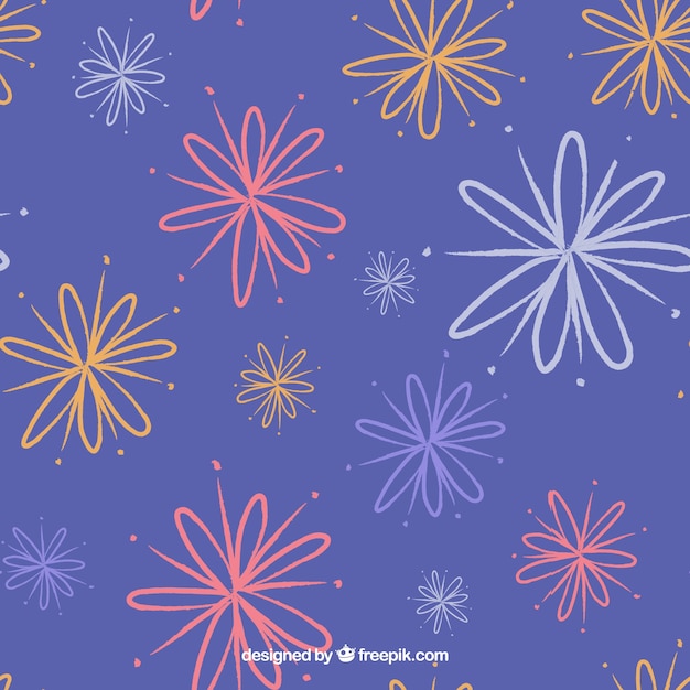 Free vector blue background with abstract flowers