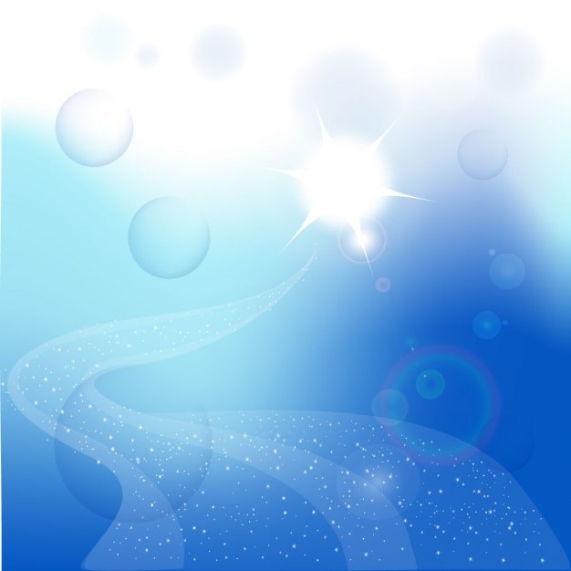 Free vector blue background with bubbles and sparkles