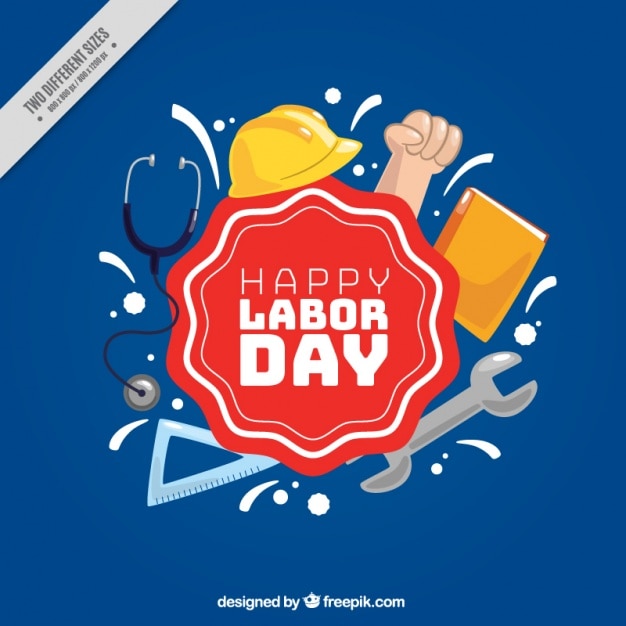 Blue background with elements of the labor day