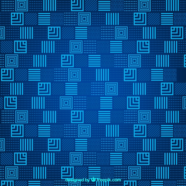 Blue background with fun geometric shapes