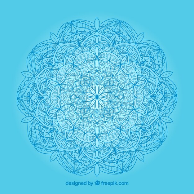 Blue background with hand drawn mandala