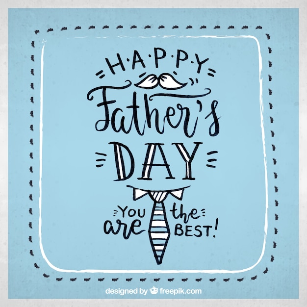 Vettore gratuito sfondo blu con lettering per il giorno del padre