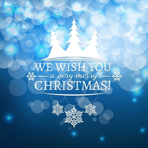 Free vector blue background with lights for christmas