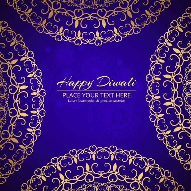 Free vector blue background with mandala for diwali