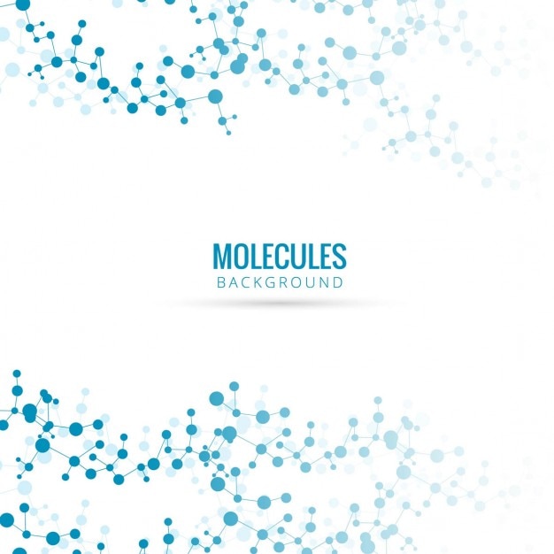 Free vector blue background with molecules