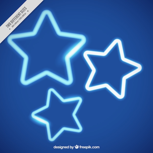 Free vector blue background with neon stars