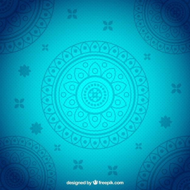 Free vector blue background with ornamental decoration