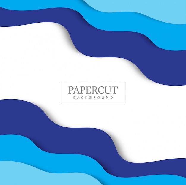 Free vector blue background with paper cut shapes.