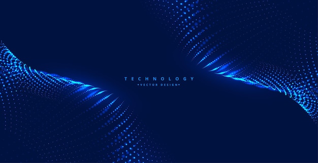 Free vector blue background with particles wave