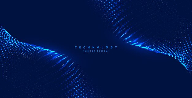 Blue background with particles wave