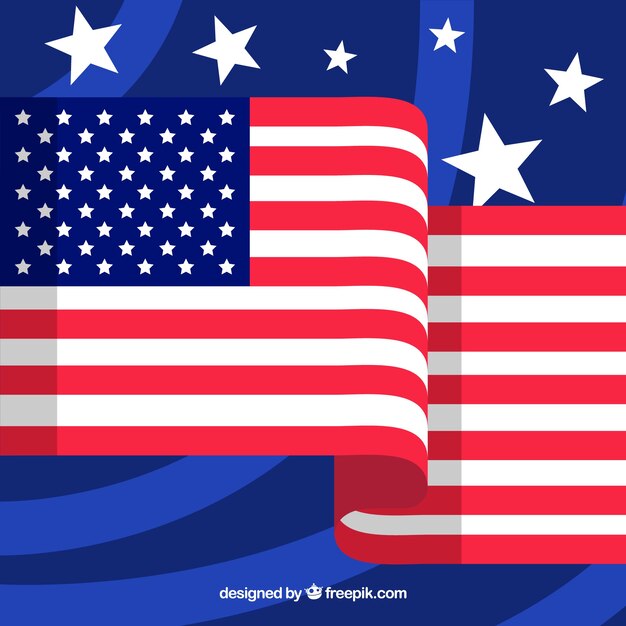 Blue background with stars and the american flag