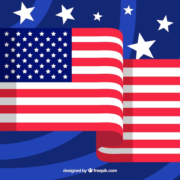 무료 벡터 별과 미국 국기와 함께 파란색 배경