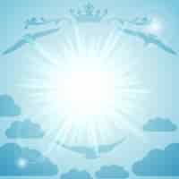 Бесплатное векторное изображение Вектор фон с солнцем в синем небе
