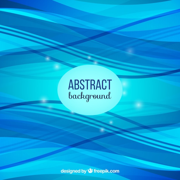 Free vector blue background with wavy shapes and shiny dots