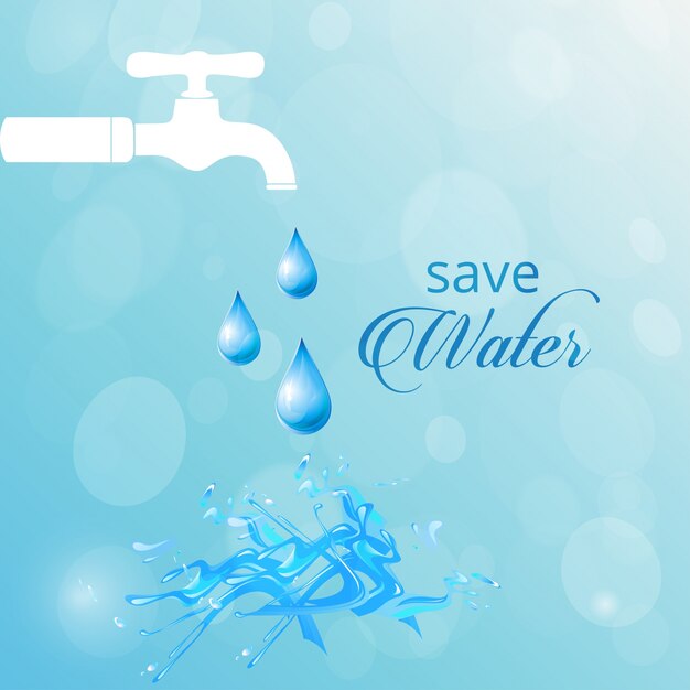 Blue background with a white faucet, world water day