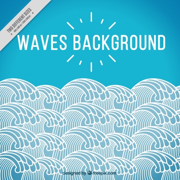 Blue background with white waves