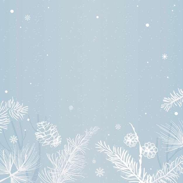 Blue Background with Winter Decoration Vector: Christmas Snow, Winter Snowflakes, Snowfall