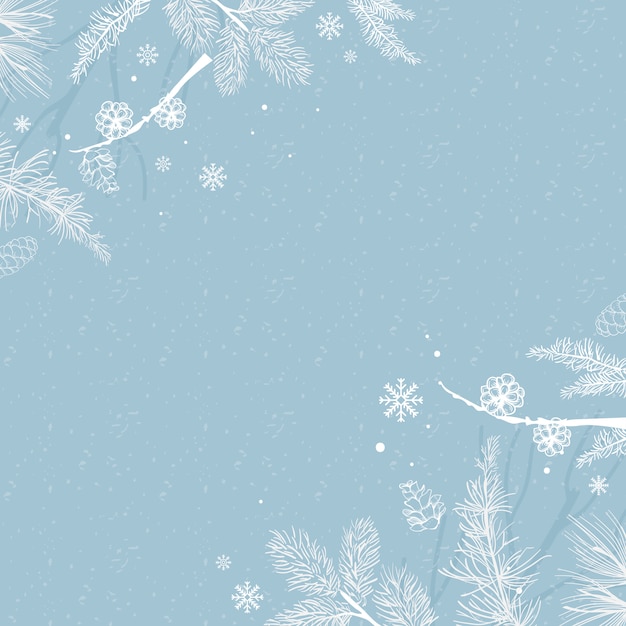 Blue background with winter decoration vector