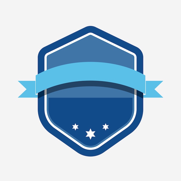 Free vector blue badge embellished with a banner