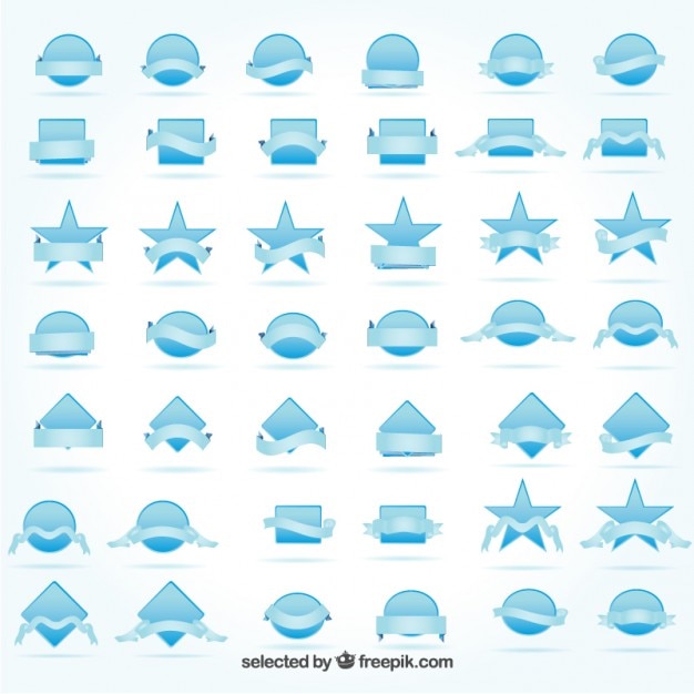 Free vector blue badges in different shapes