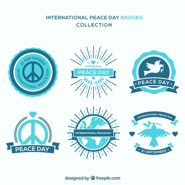 Free vector blue badges for international day of peace