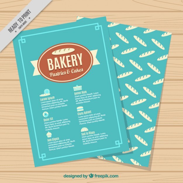 Blue bakery menu template