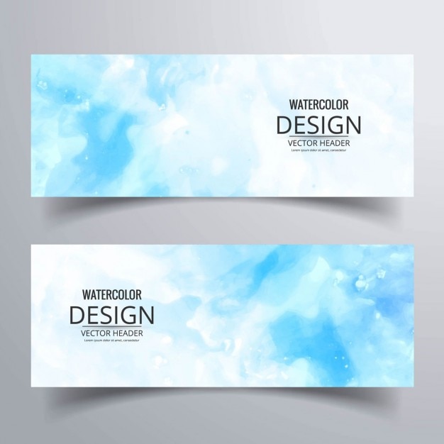 Free vector blue banner with watercolors