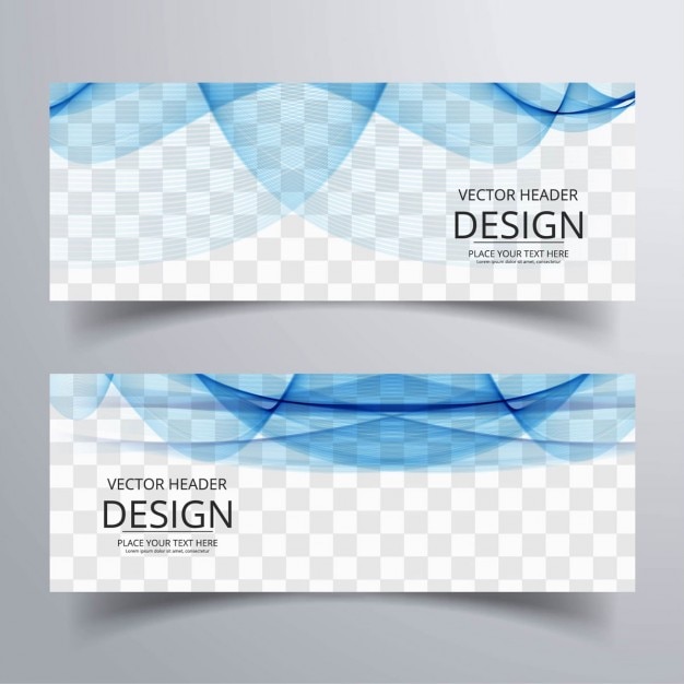 Free vector blue banner with wavy shapes