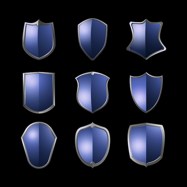 Free vector blue baroque shield elements vector set