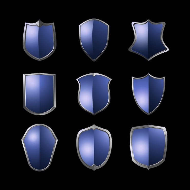 Free Vector blue baroque shield elements vector set