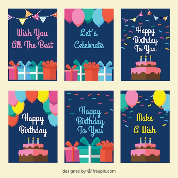 Collezione di carte di compleanno blu