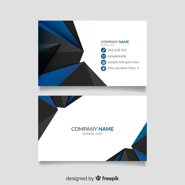 Blue and black business card template