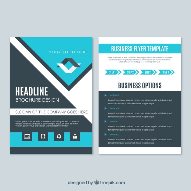 Blue and black business flyer template