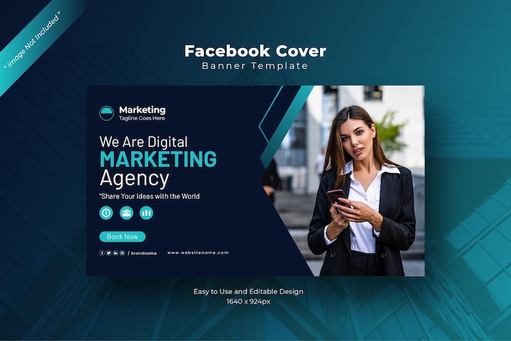 Free Vector blue black digital marketing agency facebook cover